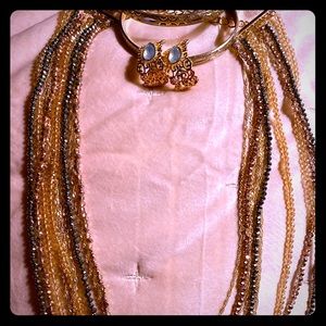 Goldplated multistrand necklace earrings bracelets